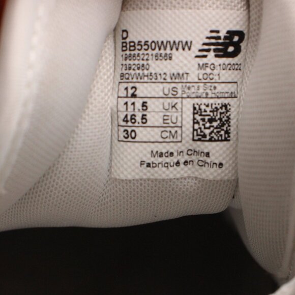 New Balance 550 Men's Size 12 D Tripe White Leather Sneakers BB550WWW - Picture 3 of 11